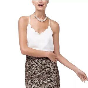 J. Crew Spaghetti Strap Scalloped Edge Quiet Luxury Ivory Crepe Camisole (NWT)